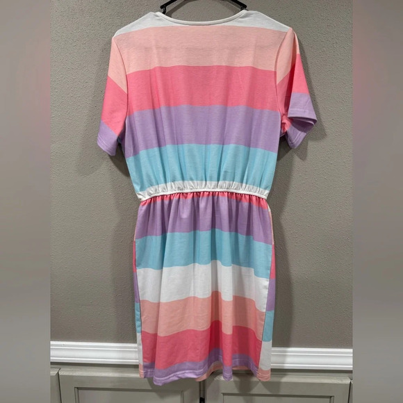 Rio Color Block Drawstring T-Shirt Dress - Picture 6 of 6